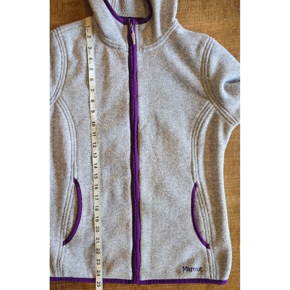 Marmot Women's Full-Zip Fleece Hoody. Size large gray and purple - Picture 7 of 10